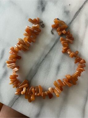 Orange Carnelian Agate Gemstone Necklace - Women Jewelry